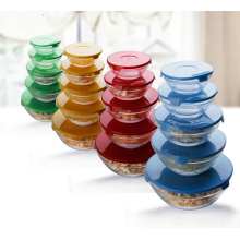 Haonai popular cheap clear 5pcs glass bowl set